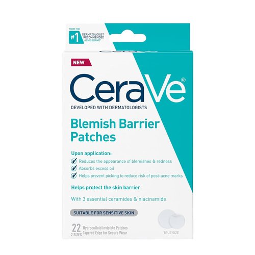 CeraVe Hydrocolloid Blemish Patches - Oil Absorbing Spot Control with Ceramides & Niacinamide | 22 Count