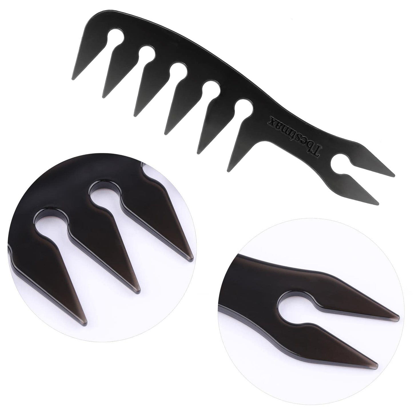 Skiennix Hair Comb Styling Set - Double-Sided Brushes & Afro Pick for African American Hair | 2-Piece Black Set