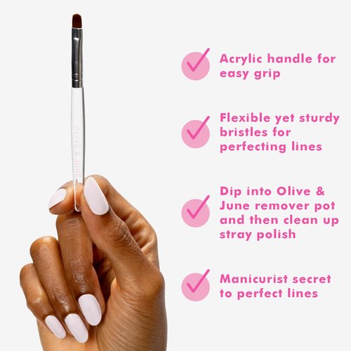 Olive & June Clean Up Brush - Achieve Flawless At-Home Manicures | Rounded Flexible Tip | Vegan Bristles