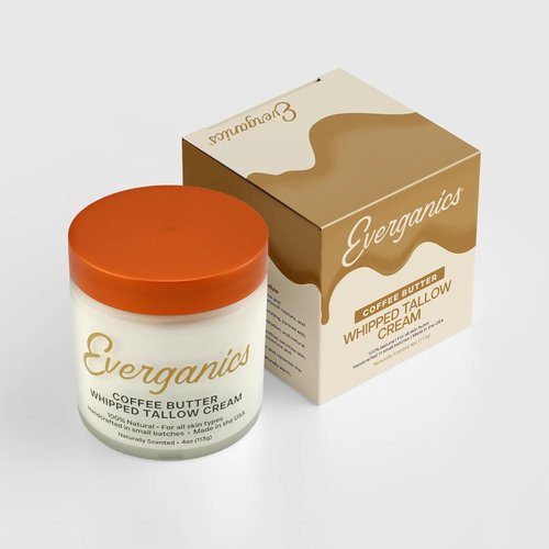 Organic Coffee Butter | Whipped Tallow Cream for Skin | Grass-Fed Beef Tallow Moisturizer | 4 oz Made in USA