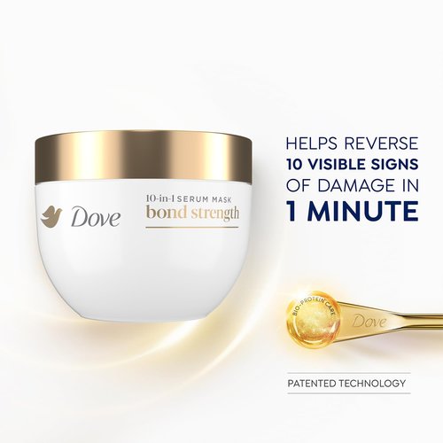 Dove Bond Strength, Damage Therapy System – Shampoo, Conditioner, 10-in-1 Shield Serum & Peptide Mask, Hair Repair Treatment, Anti-Frizz (4 Piece Set)