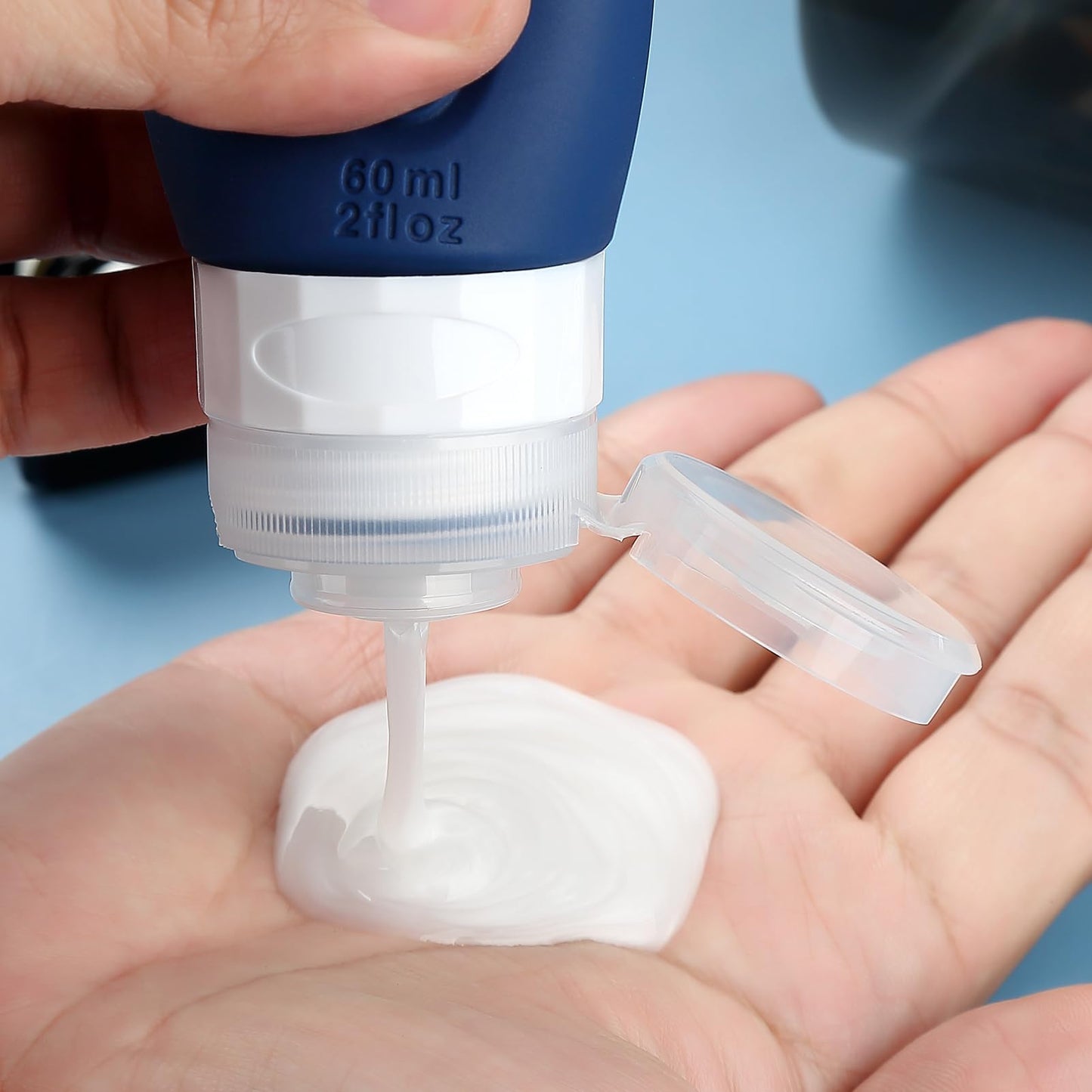 Mrsdry Travel Bottles for Toiletries, Tsa Approved 2oz Travel size Bottles, BPA Free Leak Proof Travel Toiletry Containers, Refillable Travel Accessories with Toiletry Bag for Shampoo Liquid (4 Pack)