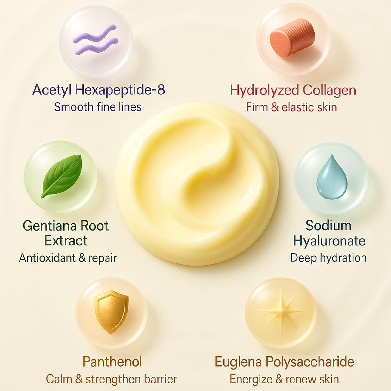 Skiennix Collagen Cream - Hydrating Day & Night Moisturizer with Peptide & Hyaluronic Acid | 1.7 oz