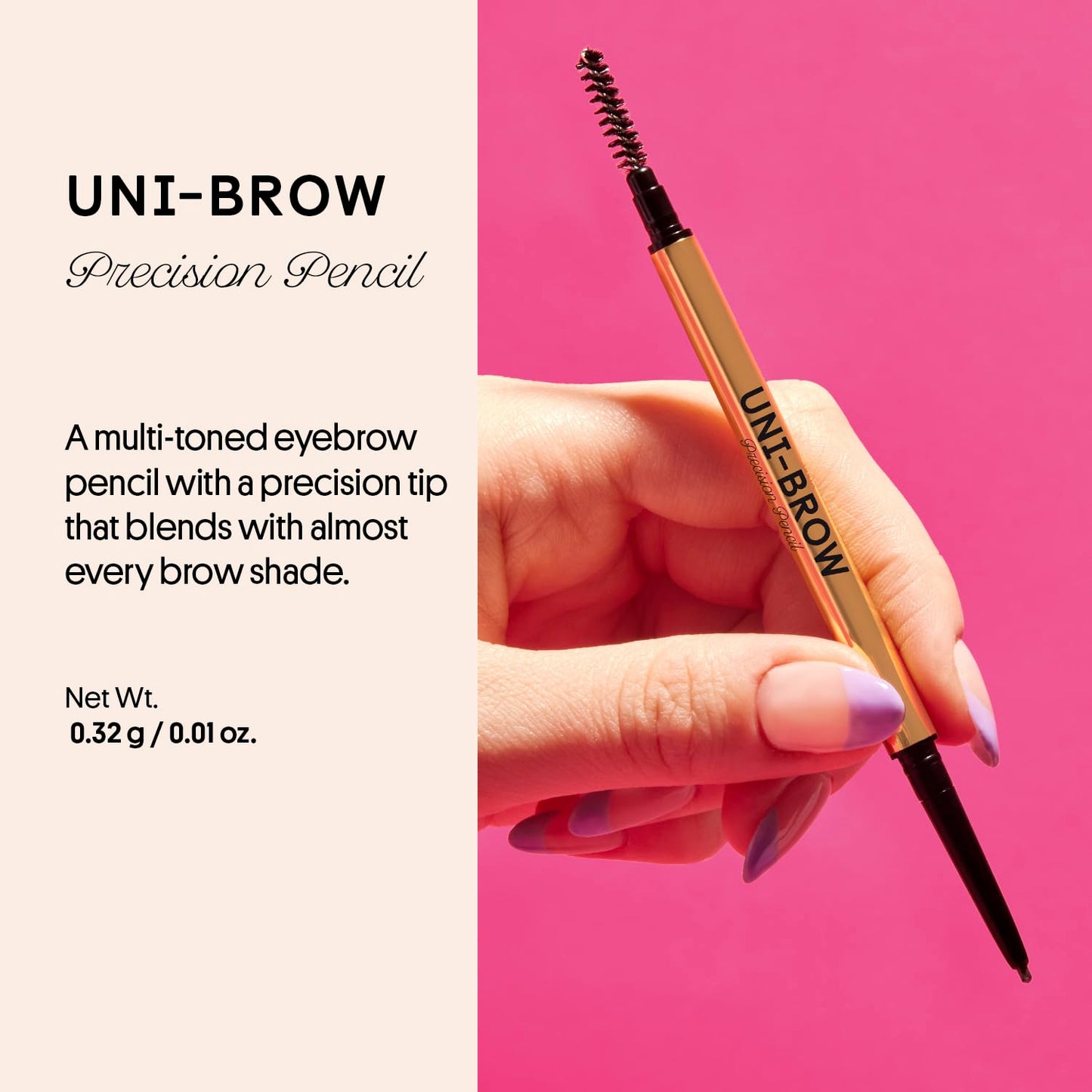 Winky Lux Uni-Brow Precision Eyebrow Pencil - Dual-Ended Waterproof Longwear with Spoolie | Universal Shade for Natural Brows (Brown, Blonde, Taupe)