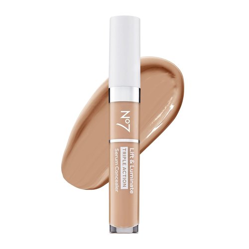 No7 Lift & Luminate Concealer Serum - Anti-Aging Liquid Makeup for Dark Circles - Light Medium (8ml)