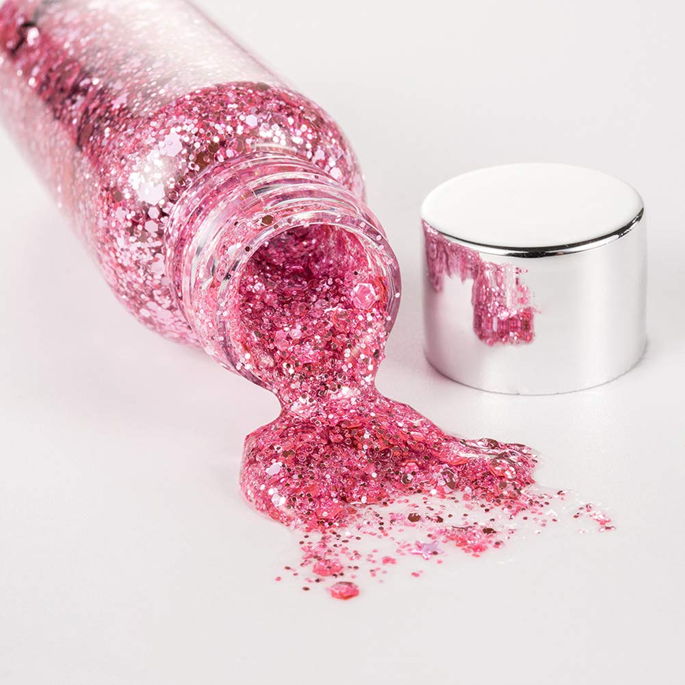 GL-Turelifes Mermaid Sequins Chunky Glitter Liquid Eyeshadow Glitter Body Gel Festival Glitter Cosmetic Face Hair Nails Makeup Long Lasting Sparkling 30g