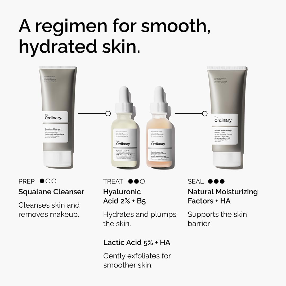 The Ordinary Lactic Acid 5% Exfoliating Serum - Hydrating Formula for Smoother Skin, 30ml
