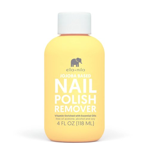 Ella+mila Jojoba Nail Polish Remover - Non-Acetone, Vegan Formula with Jojoba Oil & Vitamins (4 fl oz)