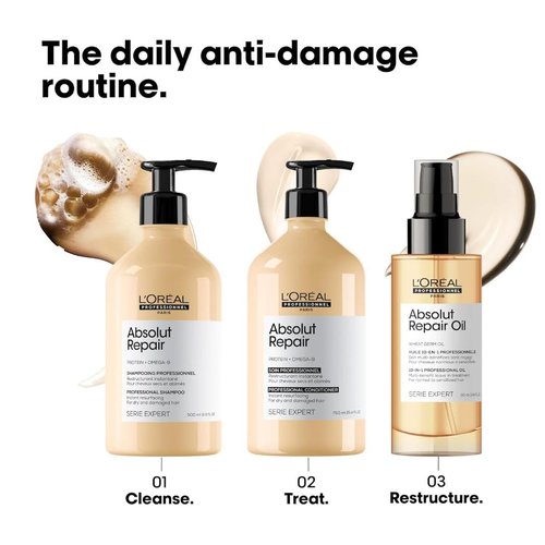L'Oreal Professionnel Absolut Repair Shampoo - Protein Treatment for Dry, Damaged Hair | Refill Available