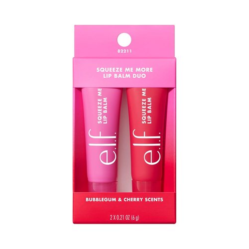 e.l.f. Squeeze Me More Lip Balm Duo - Moisturizing Sheer Tint with Hyaluronic Acid | Vegan Cherry & Bubblegum