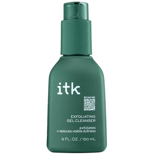 ITK Exfoliating Facial Gel Cleanser - Brightening Face Wash for Smooth, Even-Toned Skin - Glycolic Formula, 5 Fl Oz