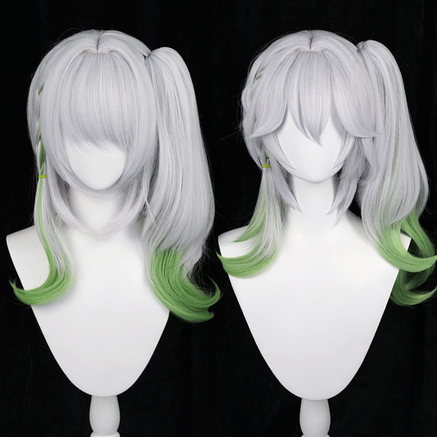 Genshin Impact Cosplay Wig for Nahida Sumeru Anime Wigs Long Wavy Grey and Green Gradient Hair Synthetic Fabric with Free Wig Cap for Comic Con, Cosplay Show, Halloween