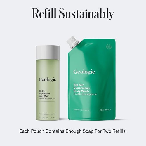 Geologie Big Sur Fresh Eucalyptus Body Wash - Deep Cleansing & Hydrating Shower Gel for All | 8.4 fl oz