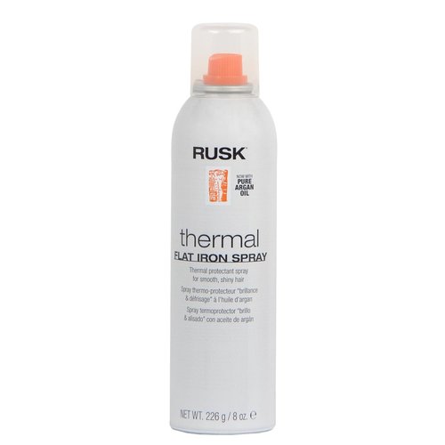 RUSK Thermal Flat Iron Spray - Argan Oil Formula for Frizz Control & Smooth Finish | 8 fl. oz