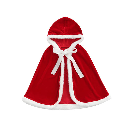 Yccutest Toddler Girl Christmas Outfit Baby Christmas Cloak Hooded Cape Coat Kids Winter Poncho Jacket Cosplay Clothes(Red Cloak,4-5 Years)