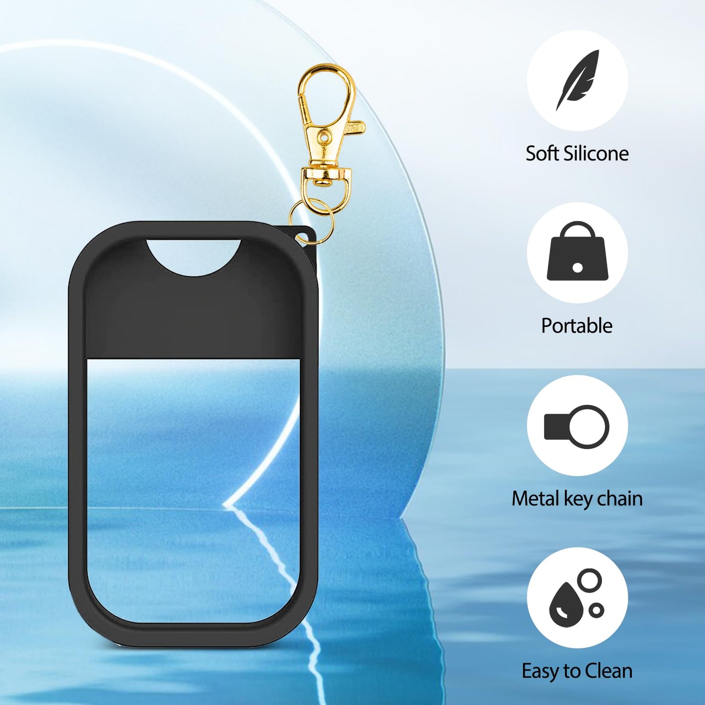 VANEST Silicone Case Compatible with Touchland Hand Sanitizer Spray (Black, 1 Pack)