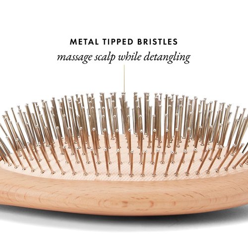 Kacey Welch Hair Brush - Gentle Detangling with Metal-Tipped Bristles | Natural Bamboo, All Hair Types