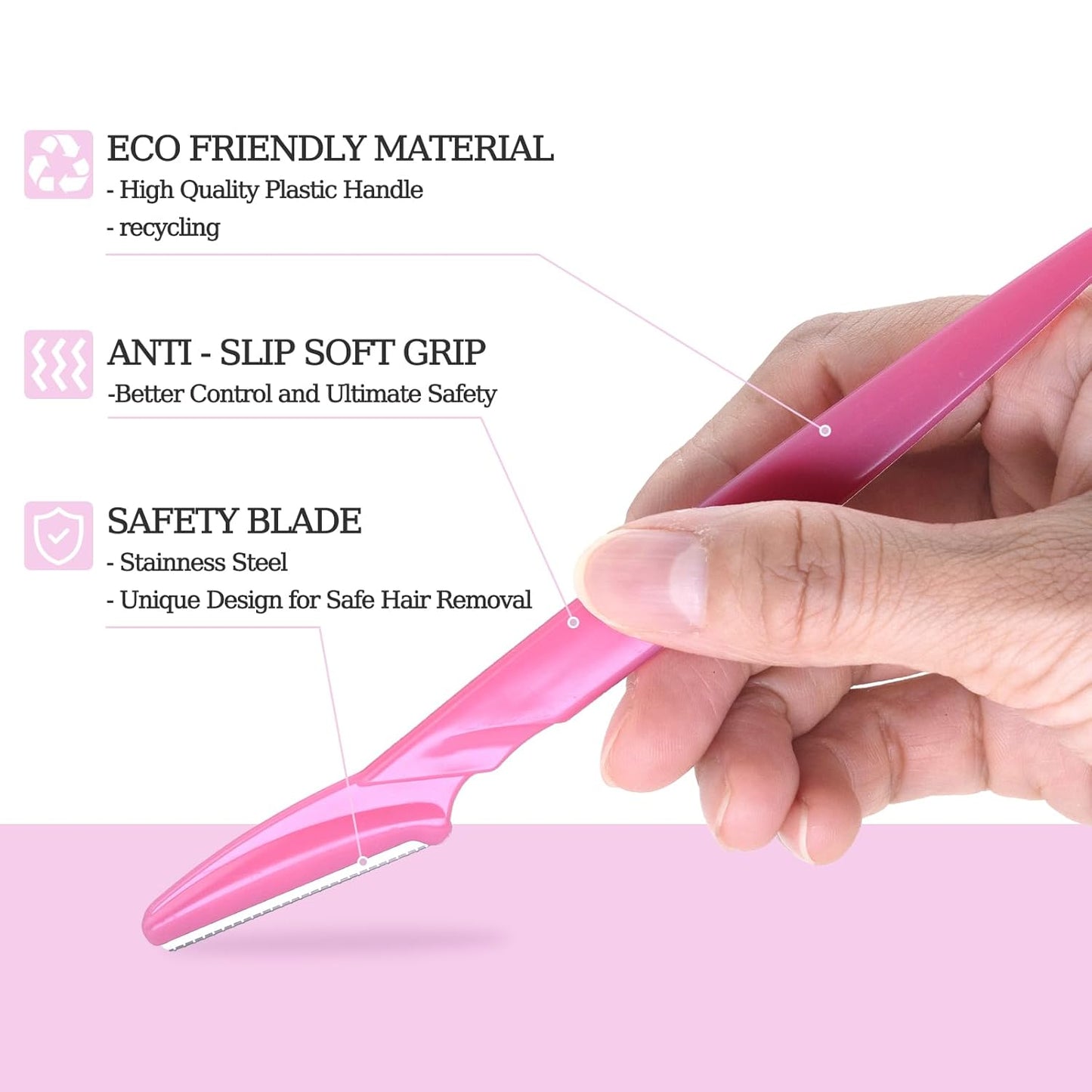 Skiennix Eyebrow Razor Kit - 40 Pcs Stainless Steel Face Shaver for Peach Fuzz Removal | Dermaplaning Tool