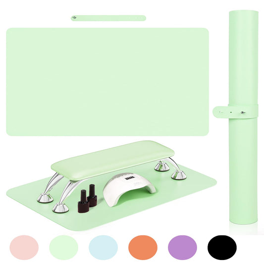 SHIMIDO Nail Art Table Mat, (MAT ONLY) Premium Soft Microfiber Leather Nail Arm Rest Mat, Nail Art Hand Rest Mat for Nail Arm Rest Cushion, Nail Tech Must Haves Table Mat (Green)