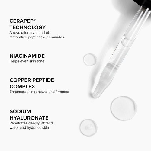 DRMTLGY Needle-less Serum – Peptide & Ceramide Face Serum for Fine Lines & Wrinkles, Hydrating & Firming Anti Aging Serum with Niacinamide & Hyaluronic Acid, Smooths & Plumps Skin, 1 oz
