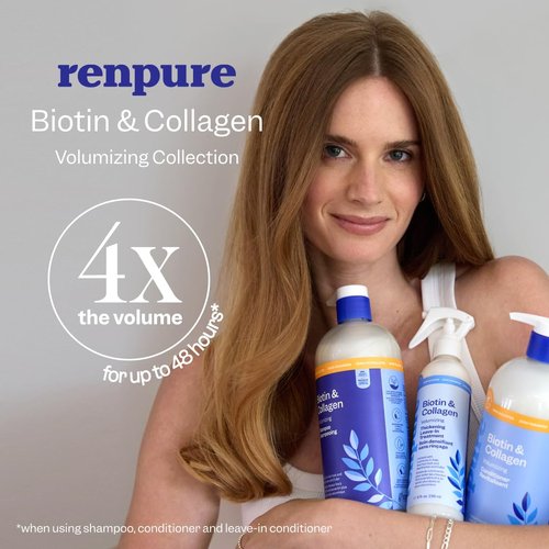 Renpure Biotin & Collagen Leave-In Conditioner - Fuller, Thicker Shine for Fine Hair | 8 Fl Oz