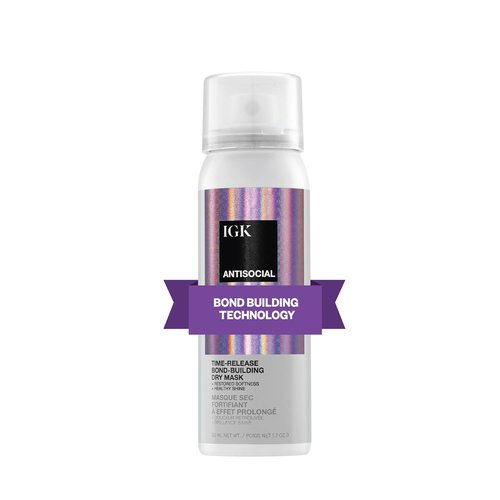 IGK ANTISOCIAL Bond-Building Dry Hair Mask - Repair, Soften & Shine | Vegan & Cruelty-Free | 1.7 Oz