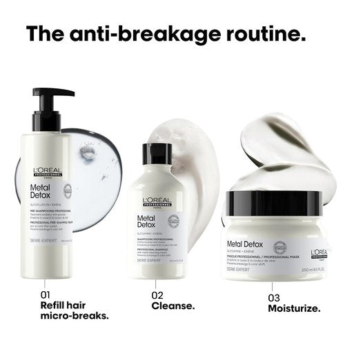 L'Oréal Professionnel Paris Metal Detox Shampoo & Pre-Treatment Set - Paraben & Sulfate-Free, Protects Color & Adds Shine for Dry or Damaged Hair