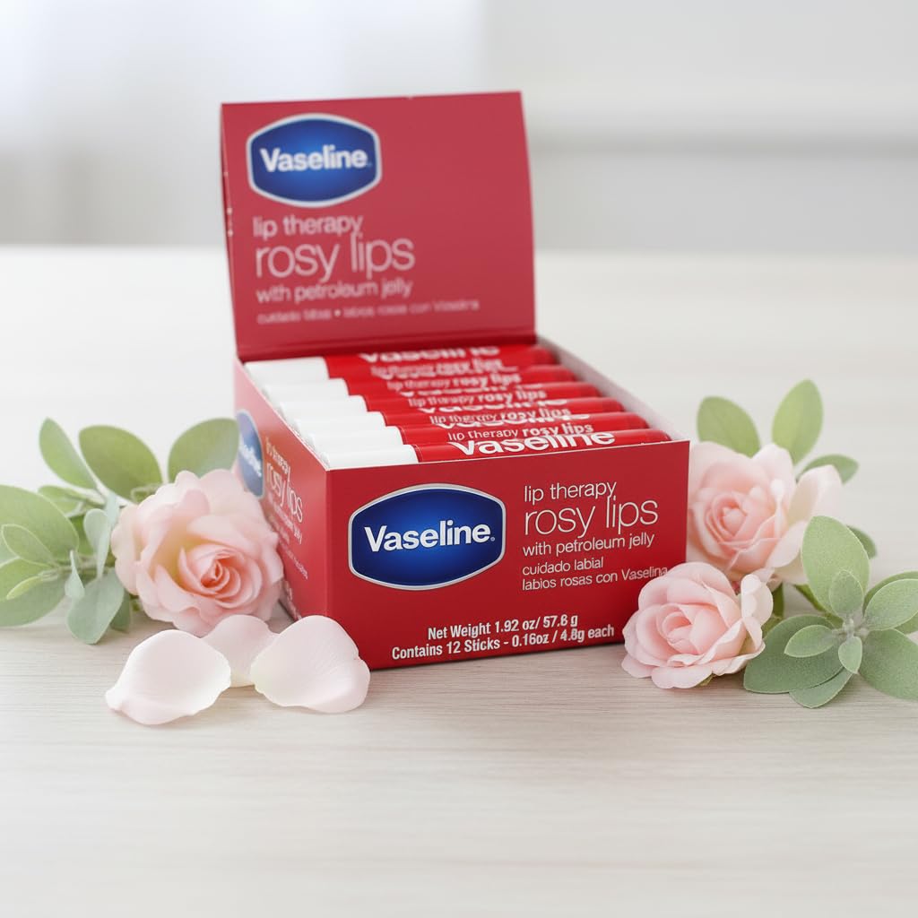 Vaseline Lip Balm - Fast-Acting Nourishment for Chapped & Cracked Lips - 12 Sticks in One Box