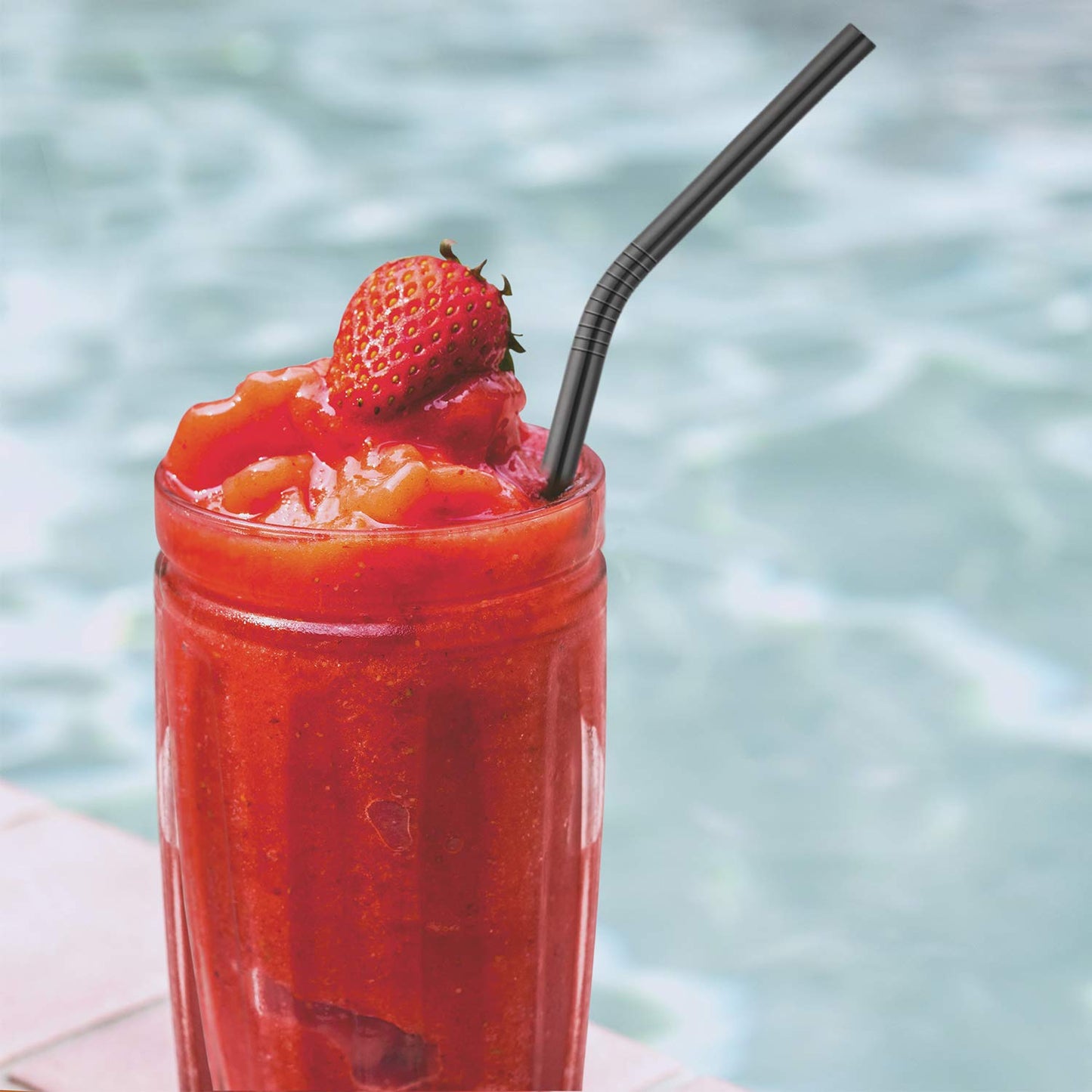 Hiware 12-Pack Black Stainless Steel Straws Reusable with Case - Metal Drinking Straws for 30oz and 20oz Tumblers Dishwasher Safe, 2 Cleaning Brushes Included