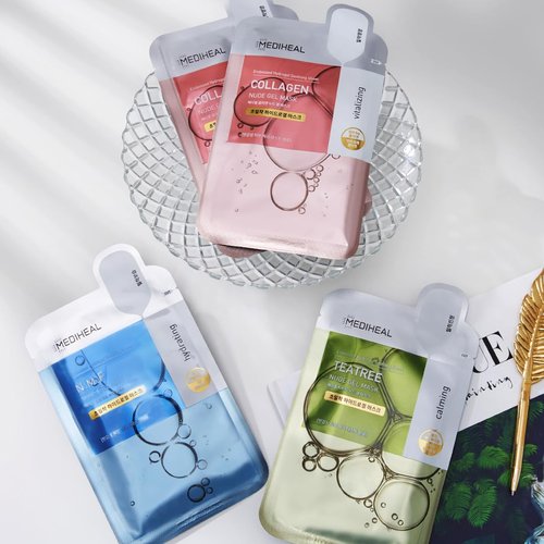 Mediheal NMF Nude Gel Mask - 10 Pack Moisturizing Hydrogel Sheets for Cooling Hydration
