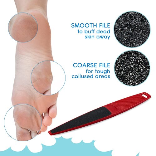 Flowery Original Swedish Clover Red Foot File - Stainless Steel Pedicure Scrubber, 60/100 Grit