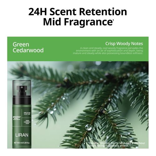LIRAN Volumizing Prep Spray - 100 ml Green Cedarwood Scent for Instant Volume & Matte Texture