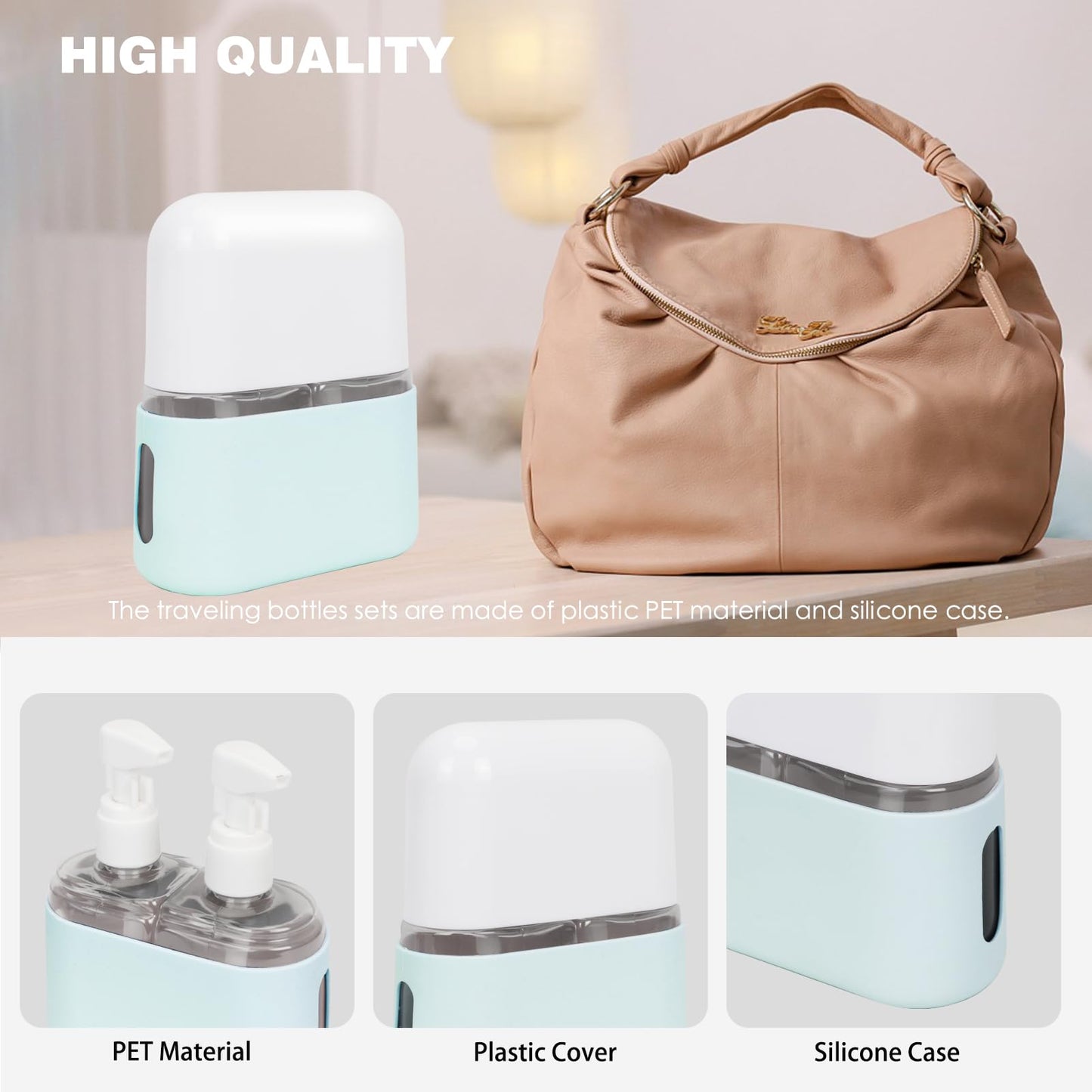 Songaa Travel Bottles For Toiletries - Travel Shampoo And Conditioner Bottles For Toiletries, 2 In 1 Toiletry Bottle Travel Containers, Travel Size Toiletry Bottle Pump Liquid Holder For Travel - Blue