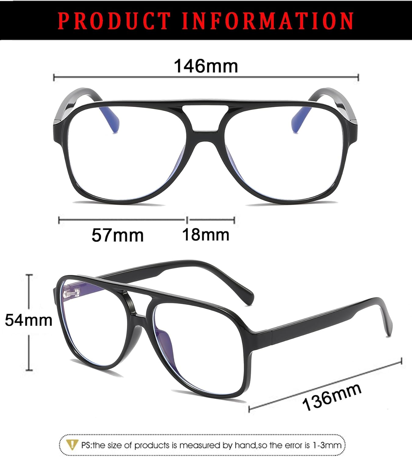Skiennix Retro Aviator Blue Light Glasses - Oversized 70s Pilot Frame for Men & Women | Anti-Eyestrain