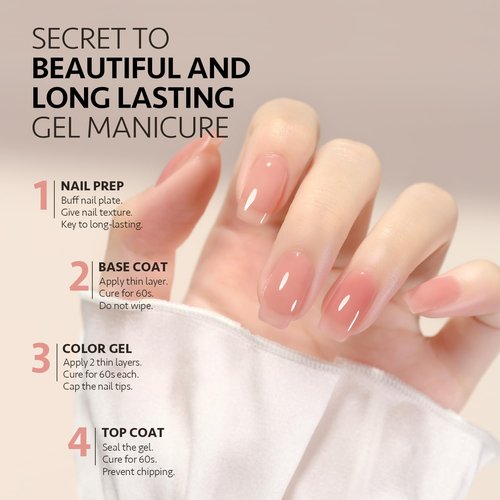 GAOY Jelly Nude Gel Nail Polish, 16ml Sheer Pink Translucent Gel Polish, UV Light Cure for Nail Art DIY, 1719 Blush Pink