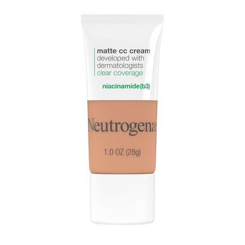 Neutrogena Clear Coverage CC Cream - Flawless Matte Finish, Hypoallergenic & Oil-Free, Warm Linen, 1 oz