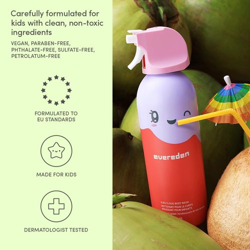 Evereden Kids Shower Essentials Set - 2-in-1 Gentle Shampoo & Conditioner + Cloud Body Wash | Vegan Toddler Care