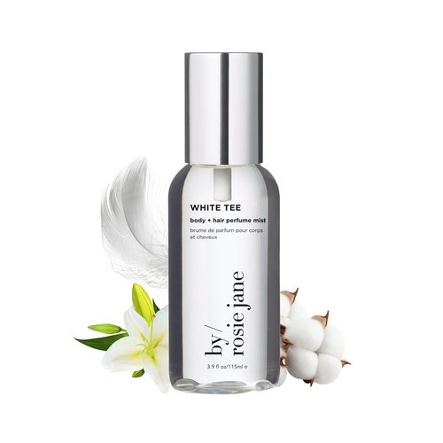 By Rosie Jane Body & Hair Perfume Mist - White Tee Scented Mist for Women | 115ml Clean Fragrance with Cotton Blossom, Lily Water & Soft Rose