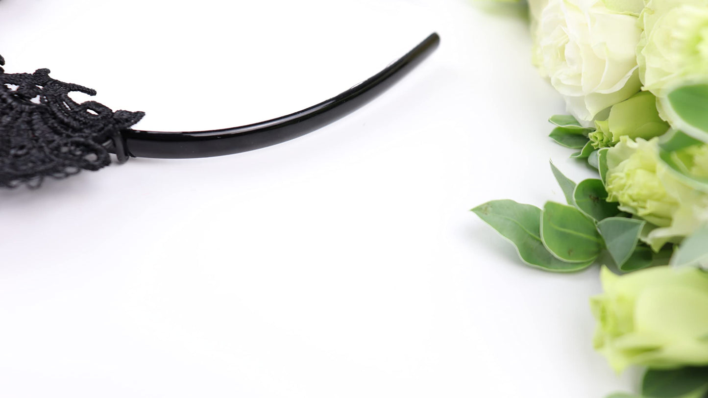 Bonnie Z. Leonardo Exquisite Sweet Lace Cat Ears Headband Black-Plastic