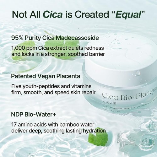 Natural Derma Project NDP Cica Cream - Lightweight Gel Face Moisturizer for Sunburn Relief | Hydrating & Soothing (1.7 Fl oz / 50ml)