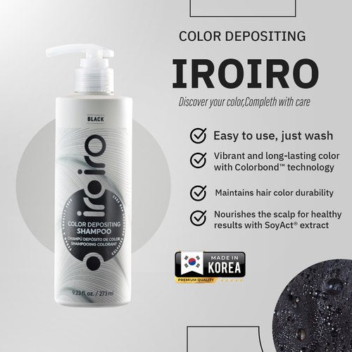 Iroiro Color Depositing Shampoo - Deep Black Hue for Vibrant, Long-Lasting Color