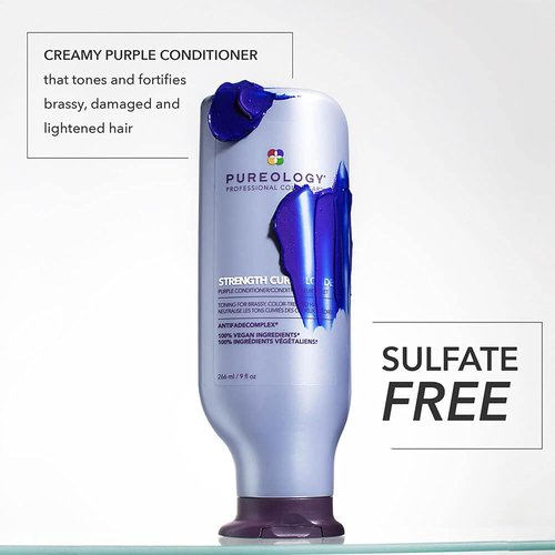 Pureology Strength Cure Blonde Purple Conditioner - Strengthens Blonde Hair & Fights Brass, Sulfate-Free & Vegan