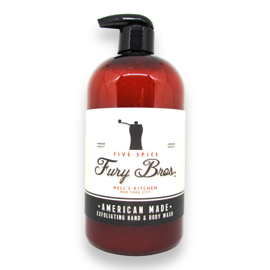 FURY BROS. Black Series Hand & Body Wash | Five Spice | Natural Ingredients | Exfoliating Volcanic Pumice | Moisturizing Aloe Vera | Made in USA | Cruelty-Free | Microbead Free | 16 oz