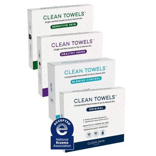 Clean Skin Club Clean Towels® XL Variety Pack - Disposable Face Towels for All Skin Types | 40 Count Total
