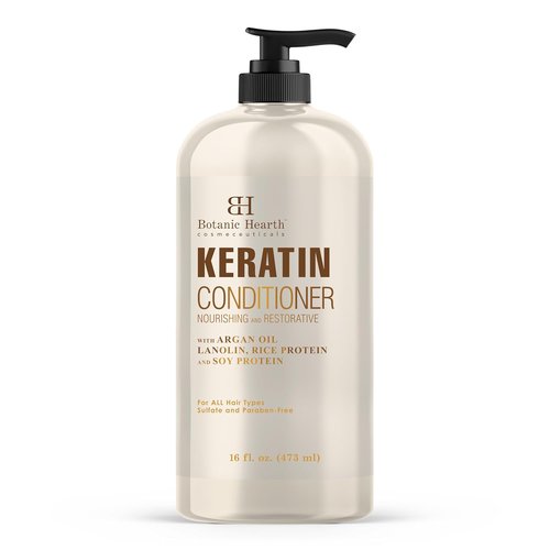 Botanic Hearth Keratin Conditioner - Sulfate-Free Argan Oil Treatment for All Hair Types | 16 fl oz