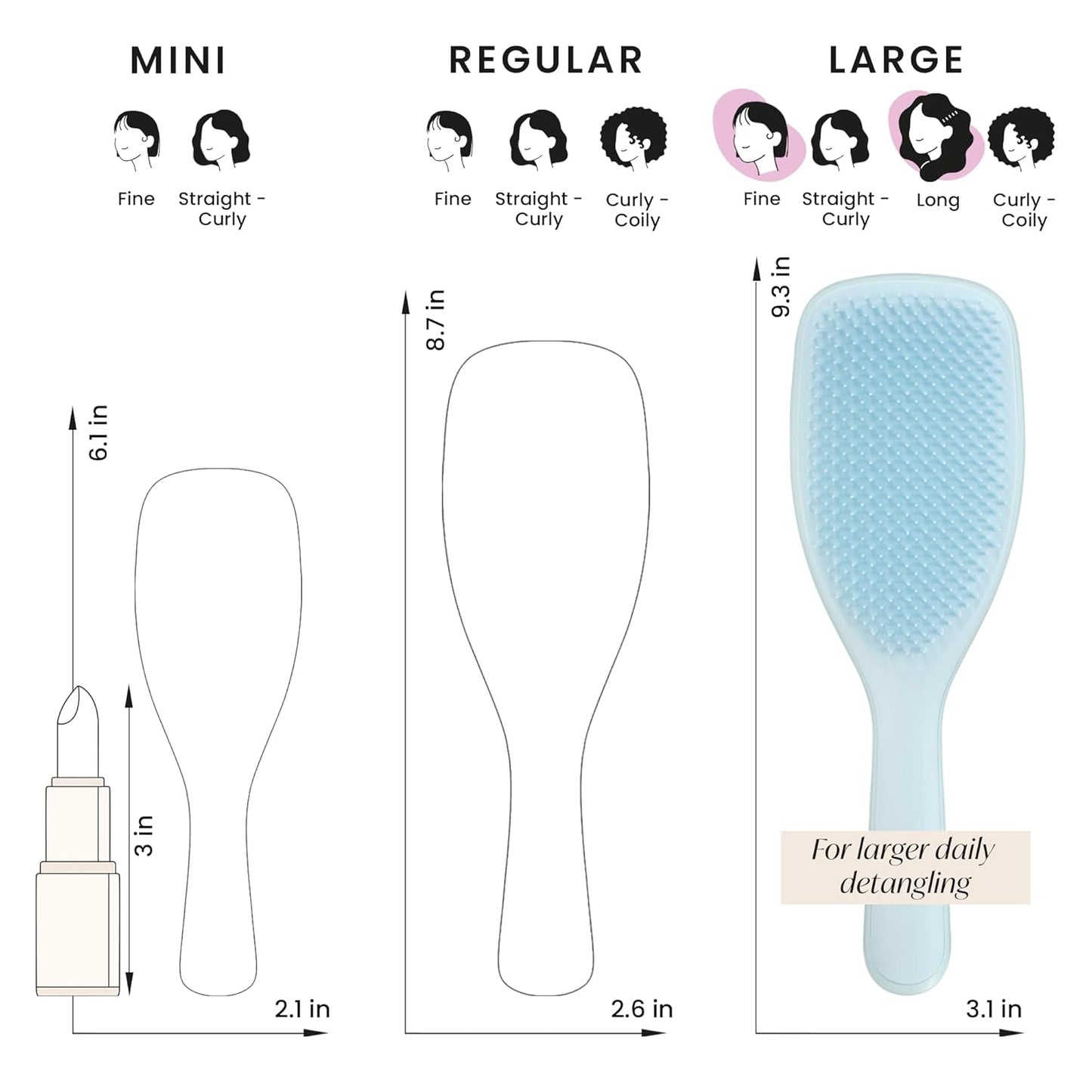 Tangle Teezer Detangler Hairbrush Duo - Reduces Breakage & Eliminates Knots | Large & Travel Size, Blue & Mint