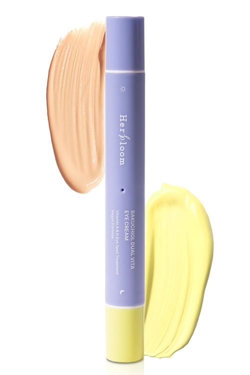 HERBLOOM Bakuchiol Night Care Eye Cream - Dual Vita Tinted Day Concealer for Dark Circles | 0.54 Fl Oz