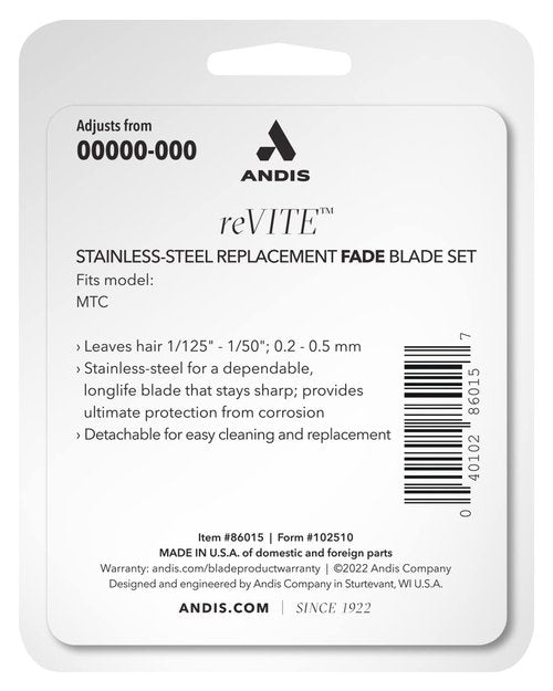 Andis 86015 Fade Clipper Replacement Blade - Durable Stainless Steel Design for Precision Cutting