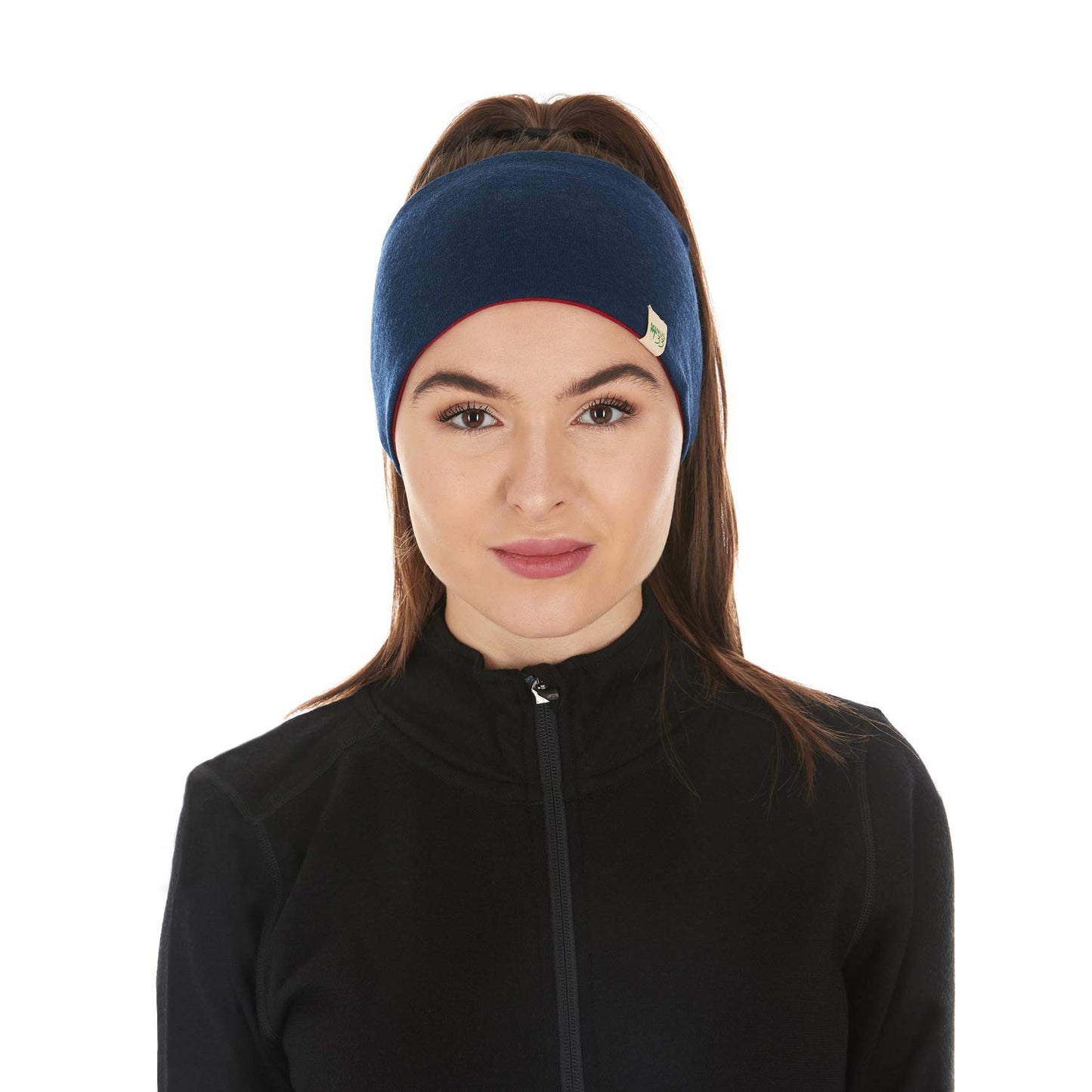 Merino Wool Reversible Headband Navy Blue/True Red One Size