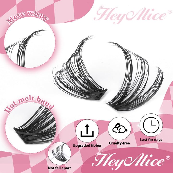 Wispy Lash Clusters 30D+40D Individual Lashes 320 Pcs Cluster Eyelash Extensions D Curl Cluster Lashes 9-16mm Eyelash Clusters by HeyAlice